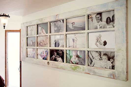 An old door turned into a photo frame for home display. http://www.photogmommie.com/an-old-door-our-story